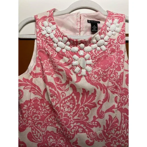 New Directions Dress Women Size 4 Pink Sleeveless Linen Knee‎ Skimming Weddings - Picture 13 of 14